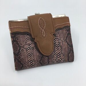 Way West Western Snakeskin Wallet Brown Faux Vegan Leather Cowgirl Festival